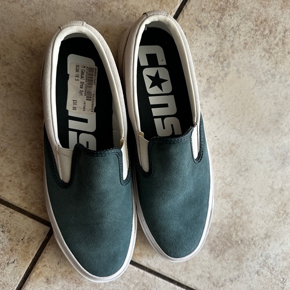 Converse Men's Slip-On Sneakers - Teal and White - Picture 2 of 5